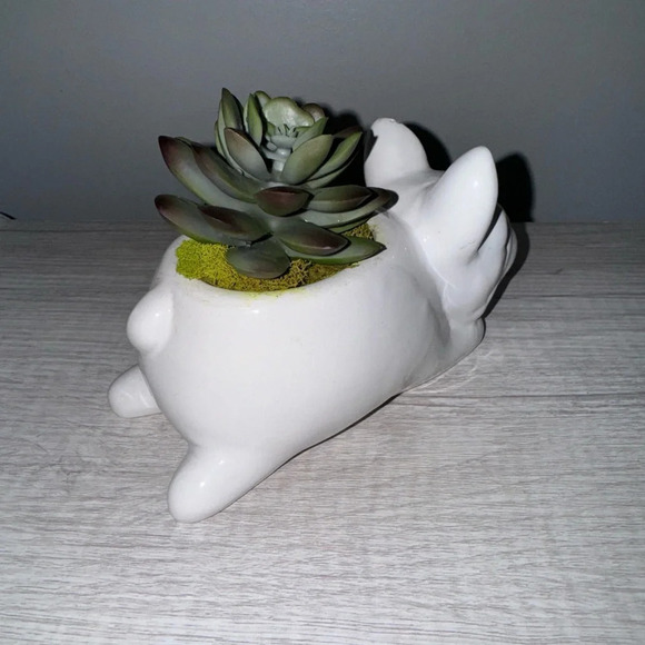 French Bulldog Frenchie Dog Planter White Small 6" Inch Decorative Home Decor - Picture 6 of 7